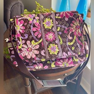 Floral Quilted messenger laptop bag